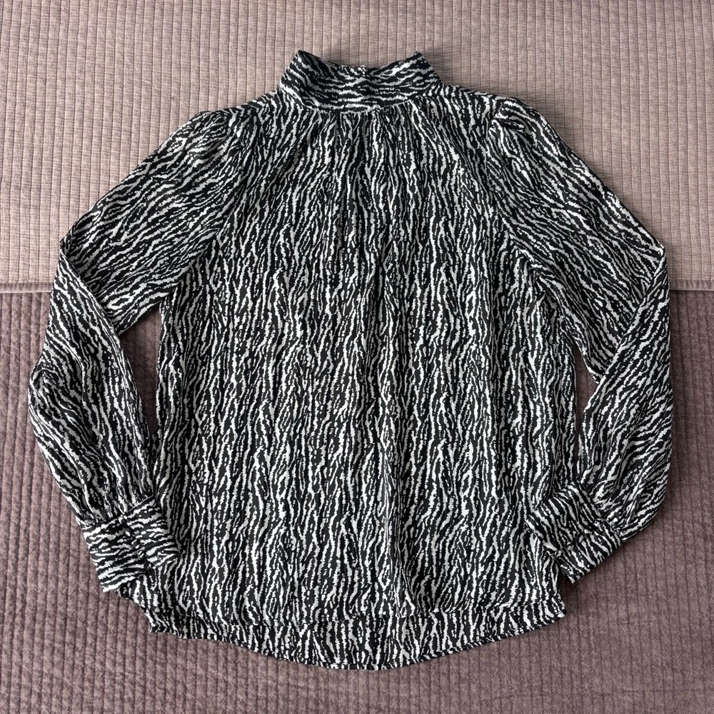 H&M Zebra Print Mock Neck Blouse - Size S